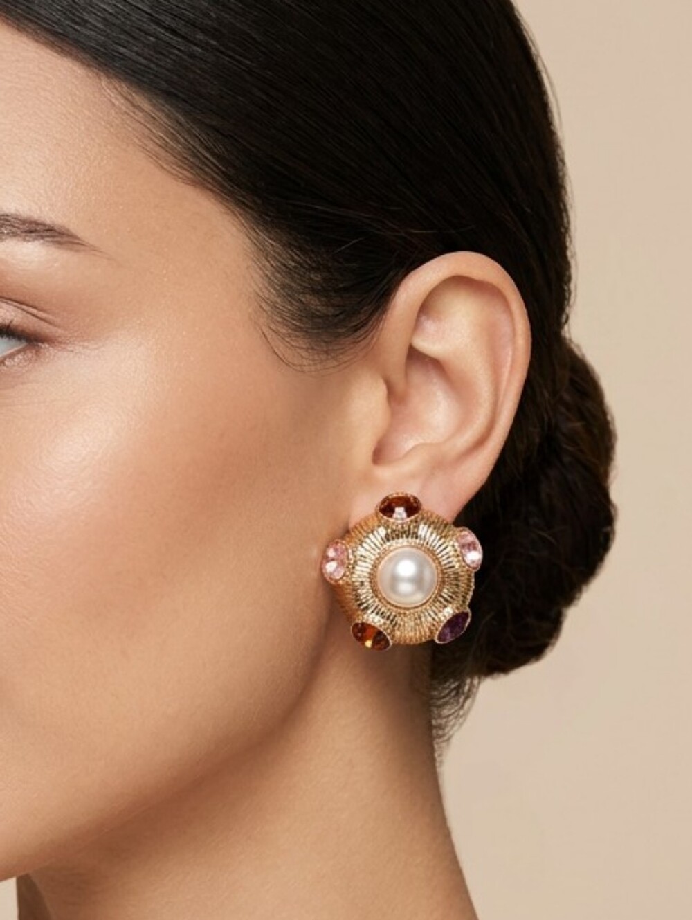 A New Day Gold Pearl Cluster Statement Earrings - Women Jewelry